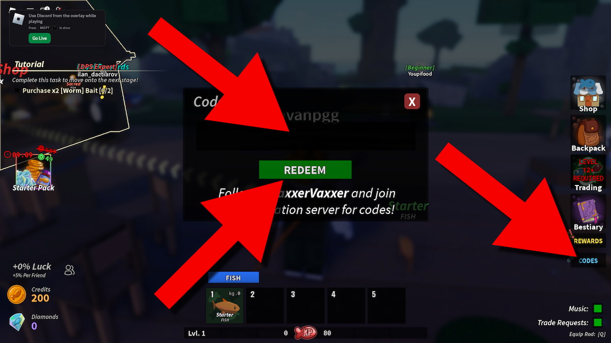 Detailed instructions on redeeming Fishing Tower Defense codes