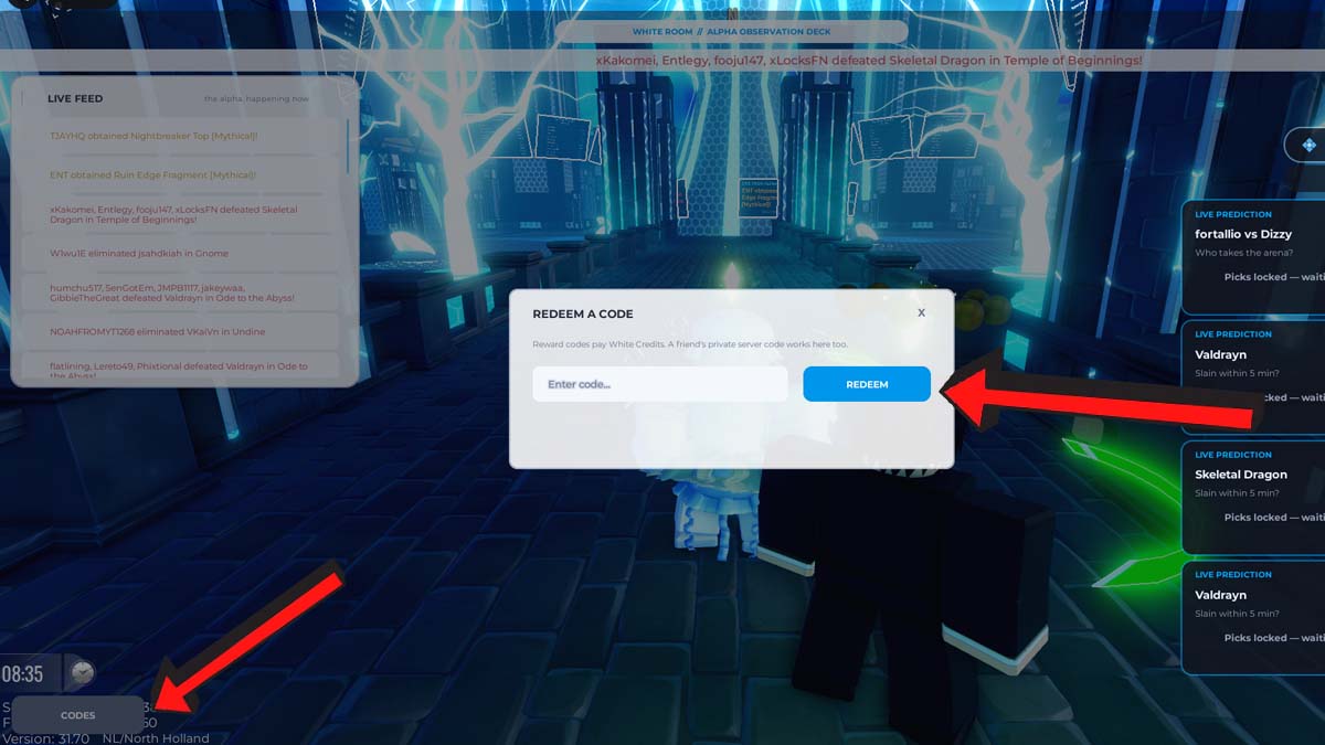 Grand Alfheim Codes Redemption System In Game.