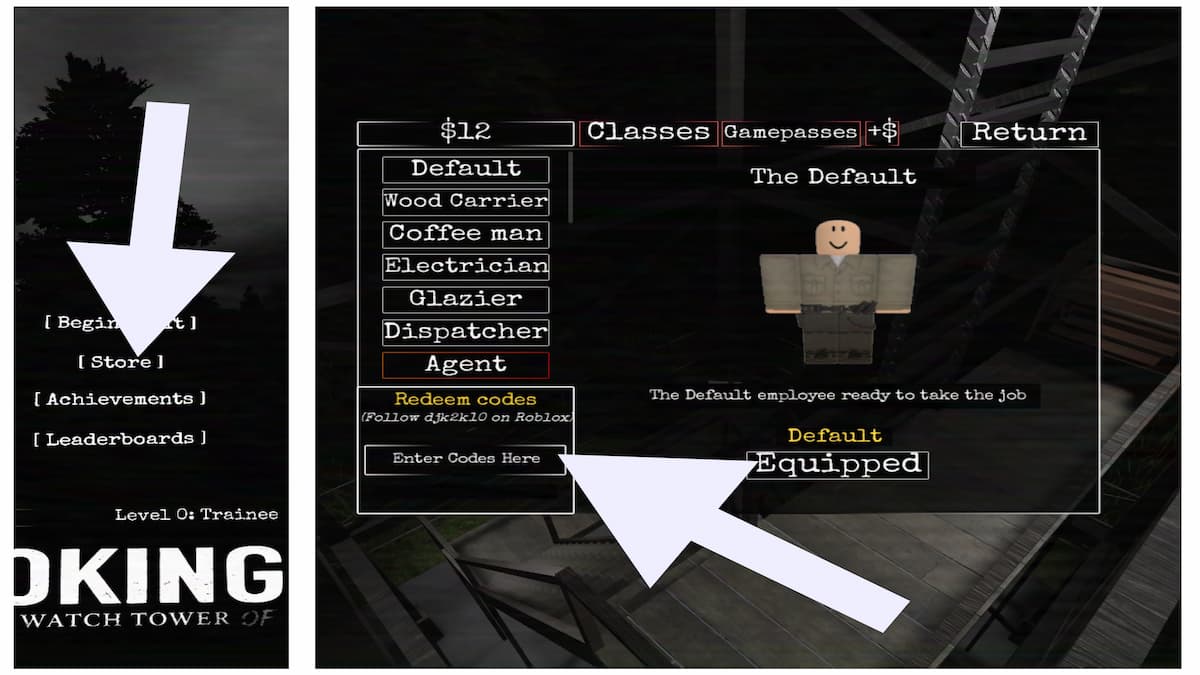 Roblox main menu and the Looking Out code system.