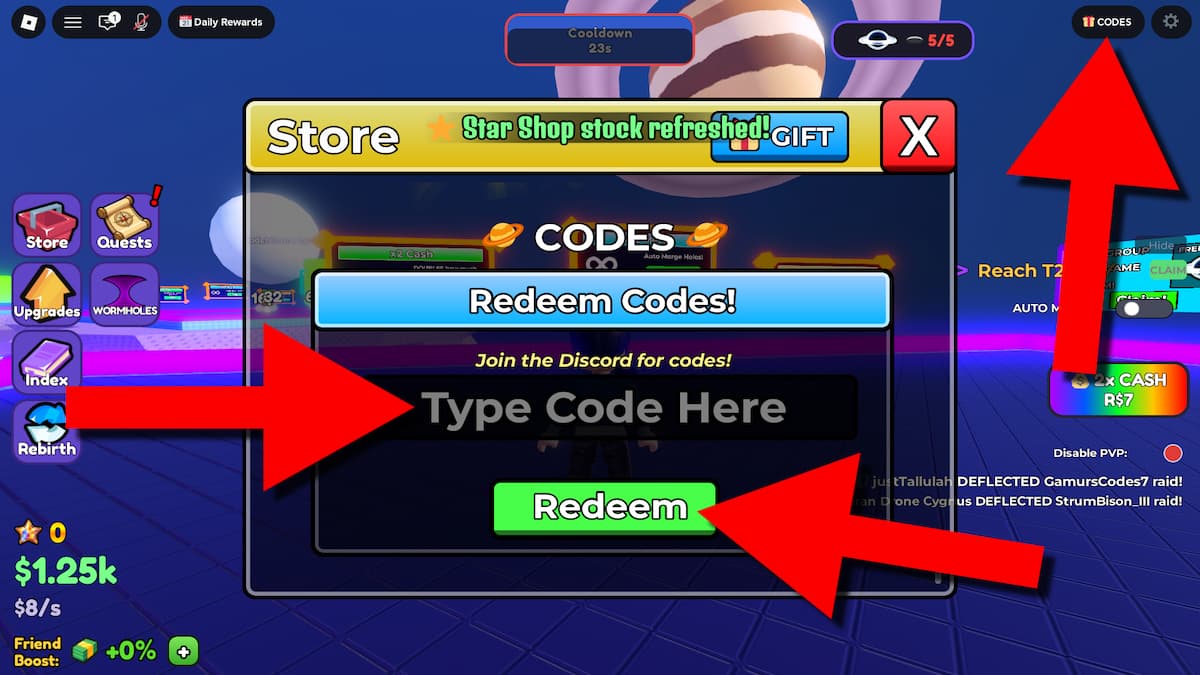 Instructions on redeeming Merge a Black Hole codes