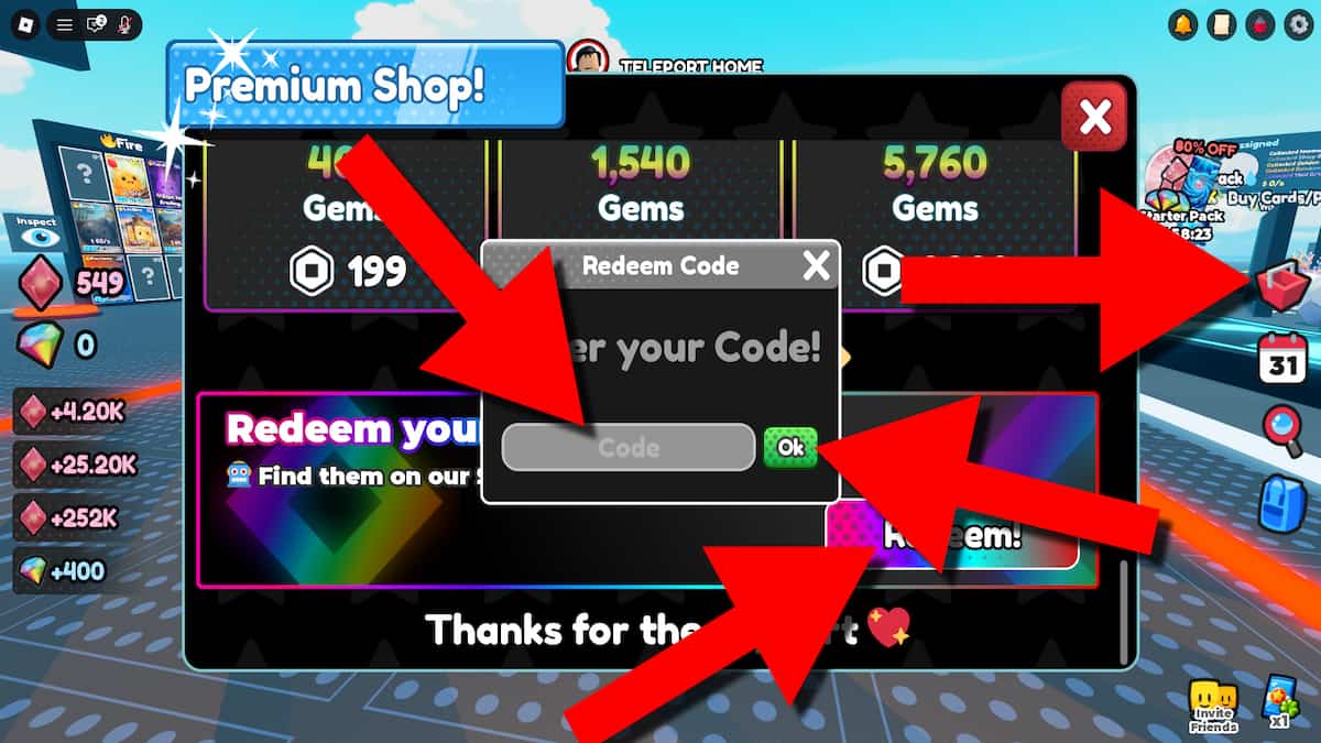 Guided instructions on redeeming Roblox Slime Card Collection codes