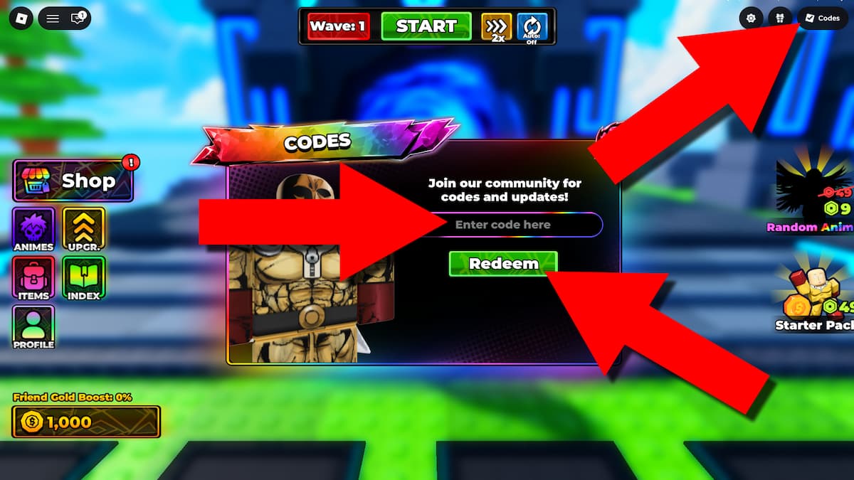 How to redeem Roll Anime to Fight codes