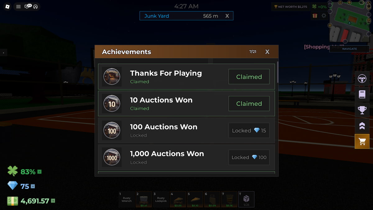 image showing Achievements in Storage Hunters Open World