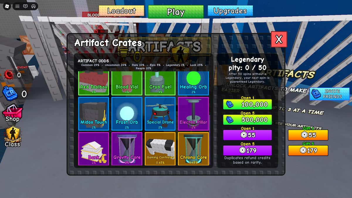 image showing the Artifacts in Survive Zombie Arena