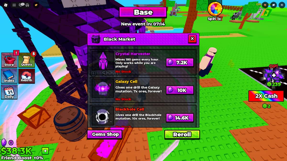 image showing the Black Market items in Make a Drill Farm