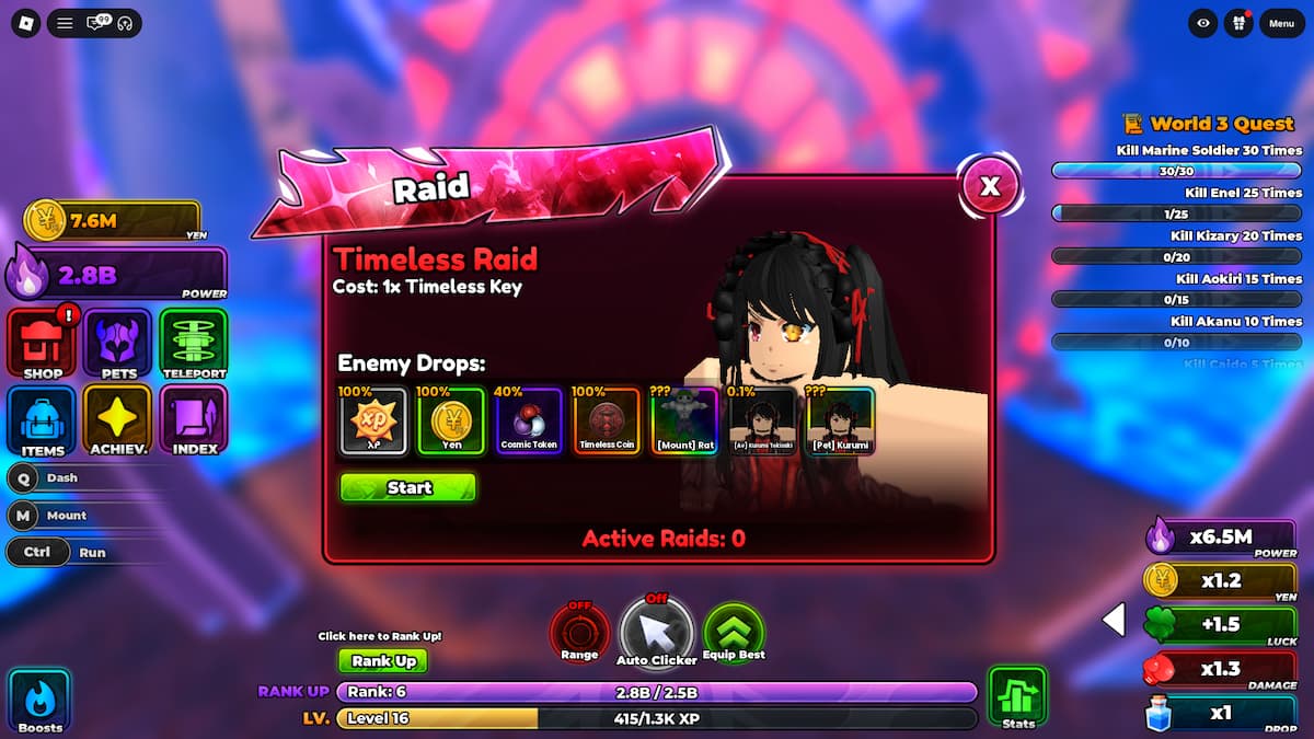 image showing the Timeless Raid in Anime Astral Simulator