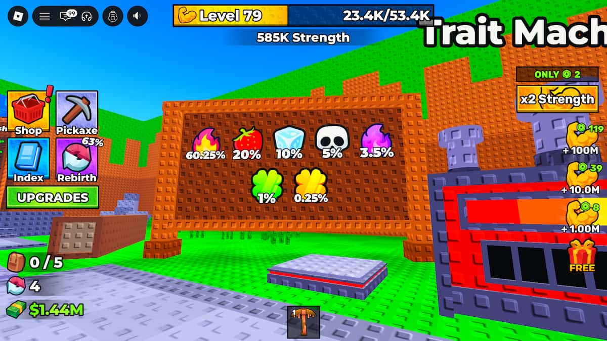 image showing the Traits machine in +1 Mine Per Click
