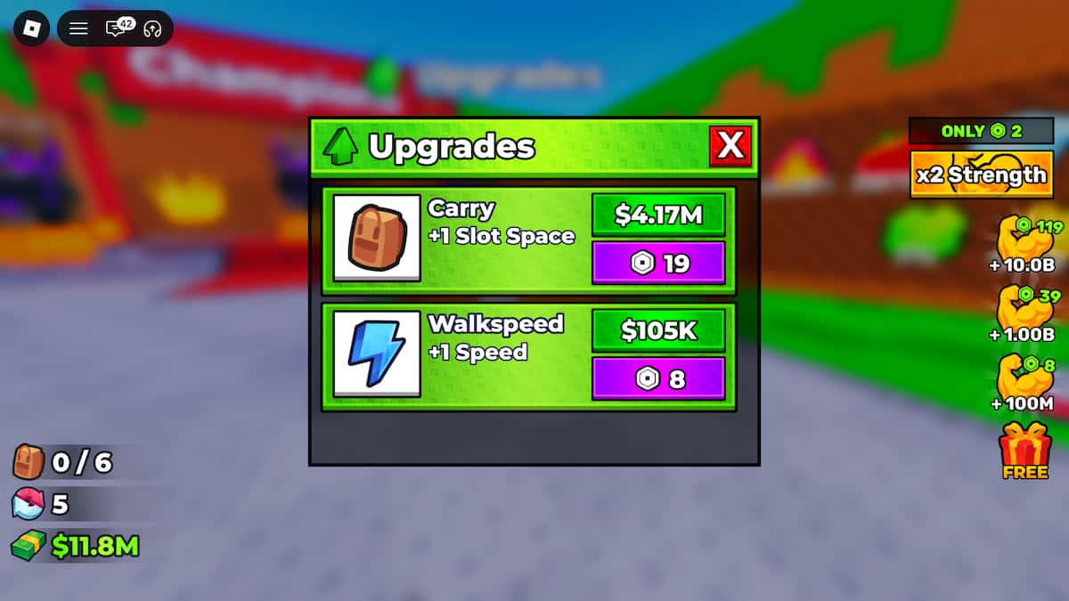image showing the Upgrades menu in +1 Mine Per Click