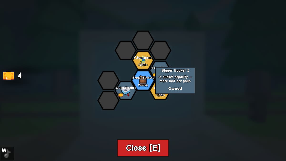 image showing the Upgrades menu in Drain the Lake