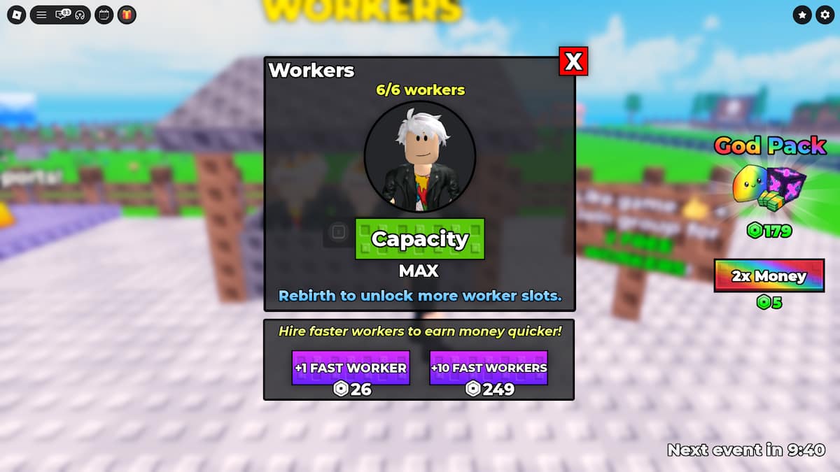 image showing the Workers menu in Unbox ASMR