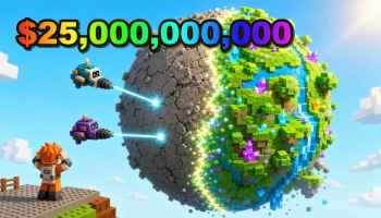 Mine a Planet artwork depicting mining drones extracting minerals from a planet