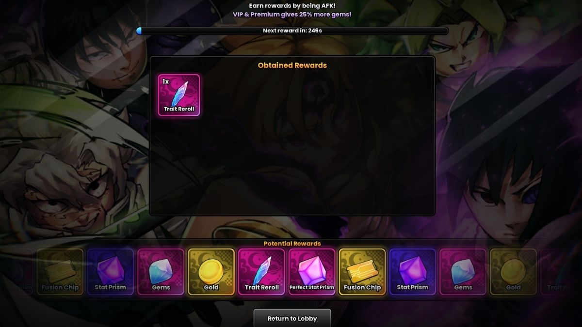 Trait Reroll reward drop