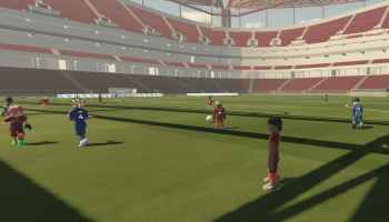 Multiple players on a Soccer Field