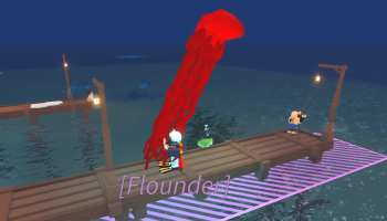 A player holding a fish in Fisch