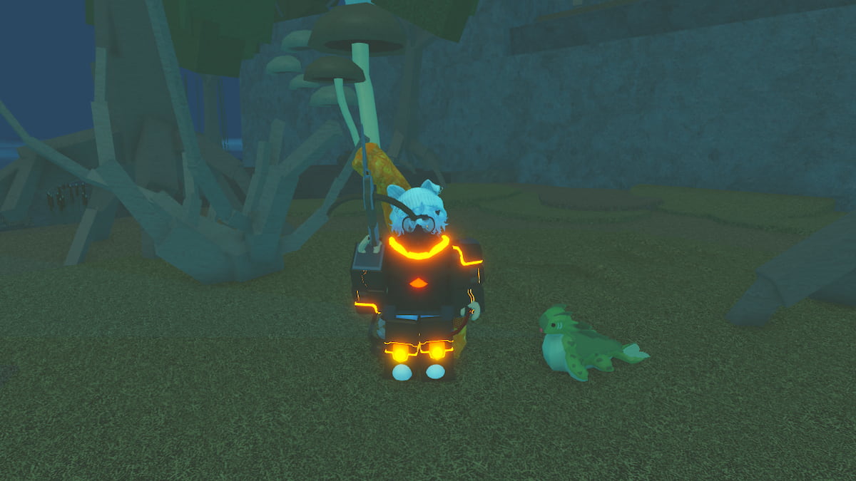 A player holding a Harpoon Gun in Fisch