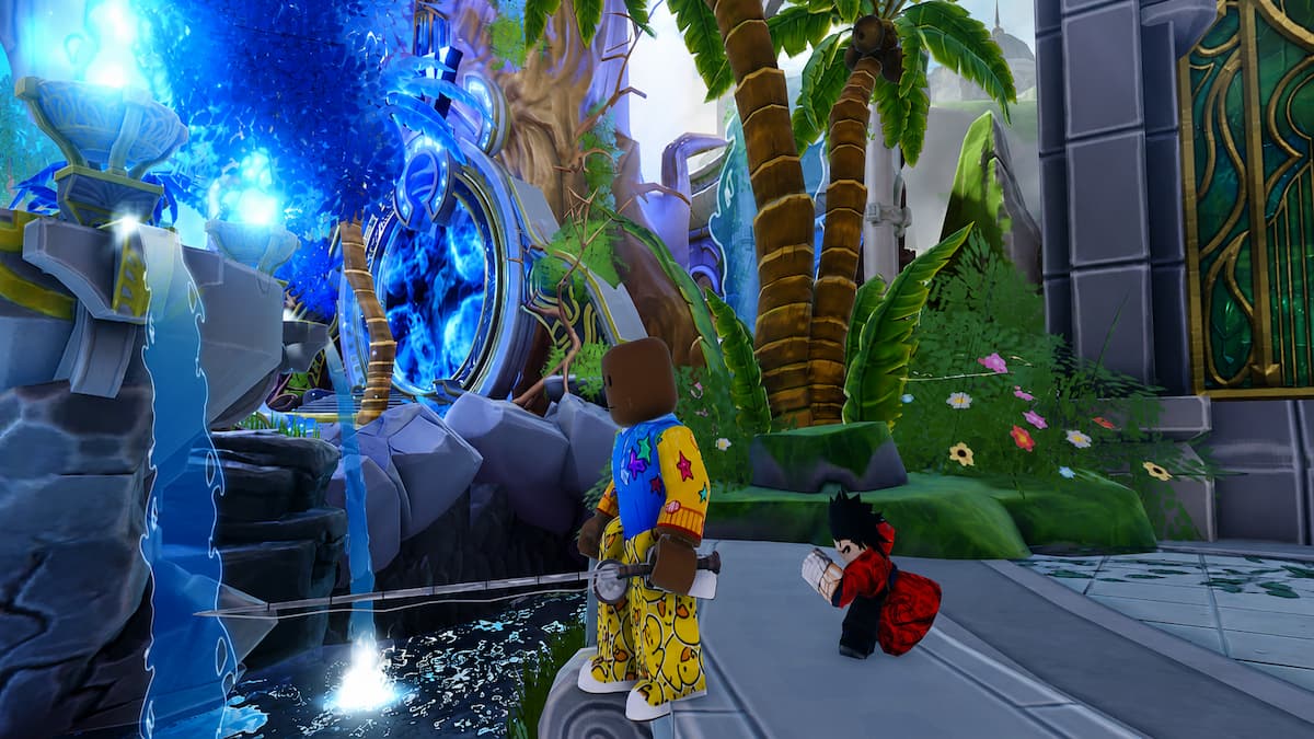 A player holding a Fishing Rod in Anime Expeditions