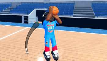 A player shooting in Practical Basketball