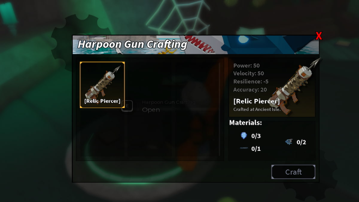 The Relic Piercer Harpoon Gun in Fisch