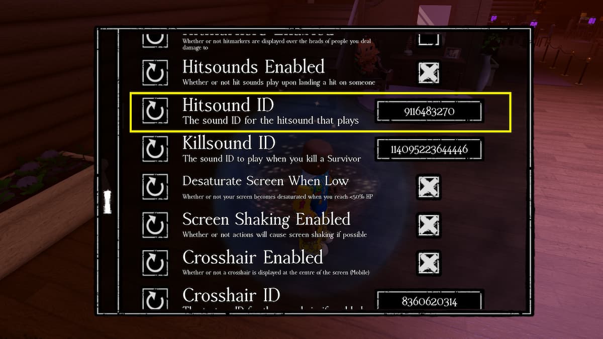The Settings Menu in Roblox Forsaken