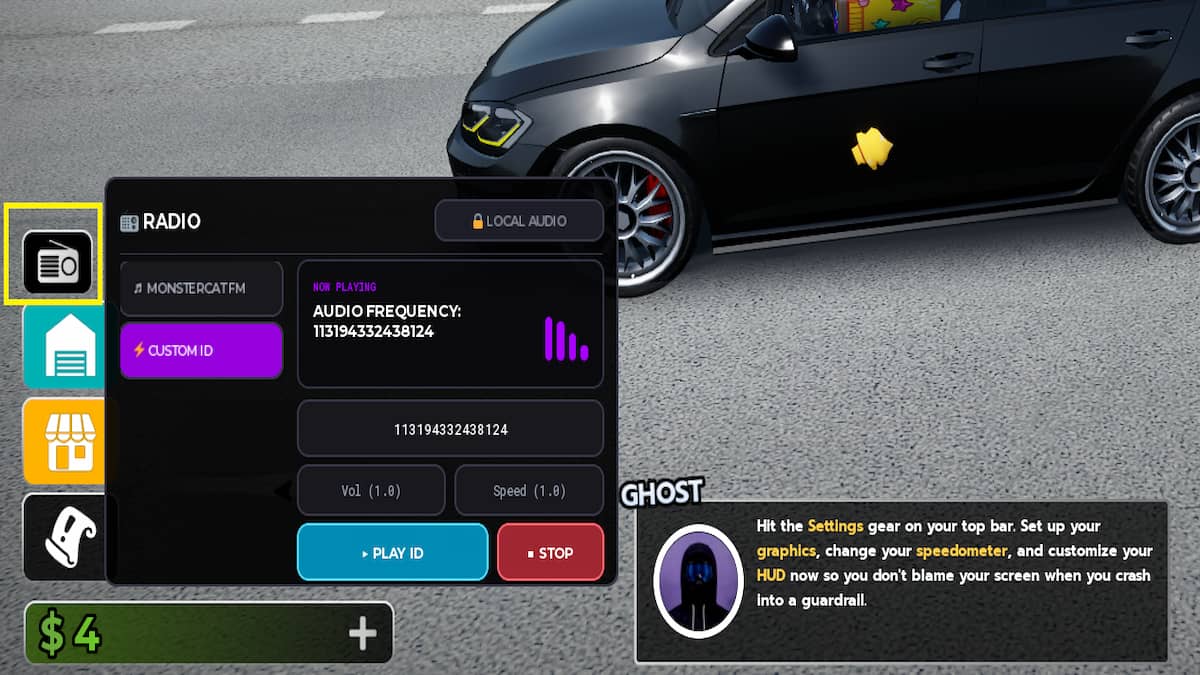 The Radio Pass Menu in Ghost Driver