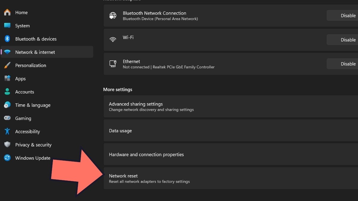 Network Reset to fix How to Fish Connection Error
