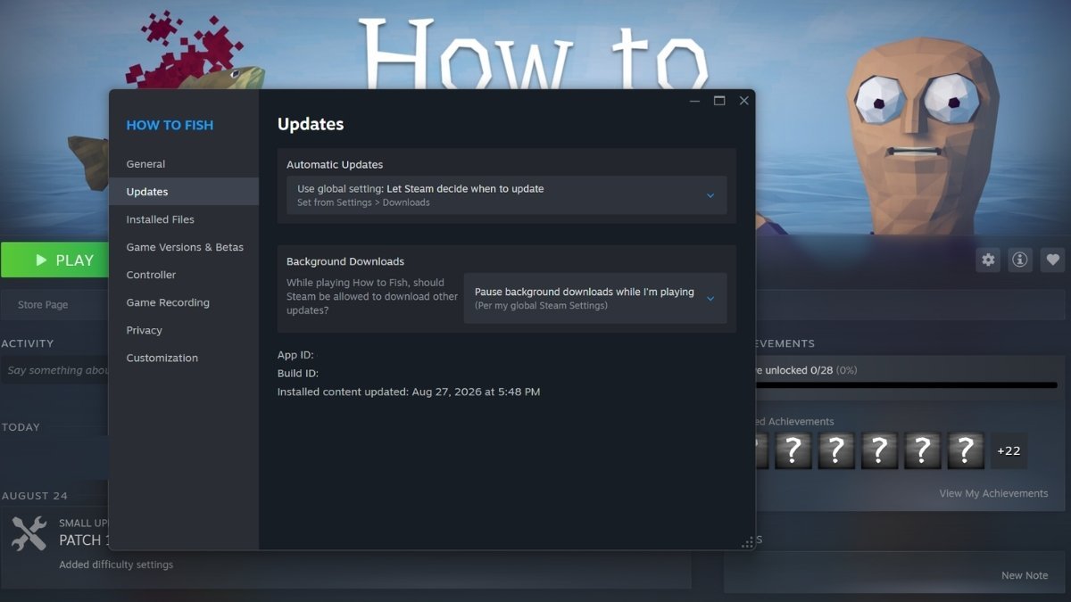 Updating How To Fish Game Version