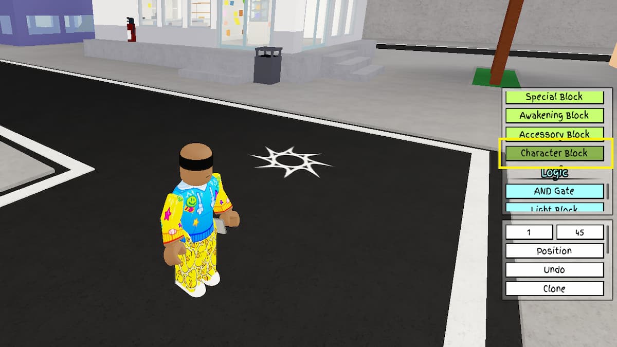 The Character Block Import Menu
