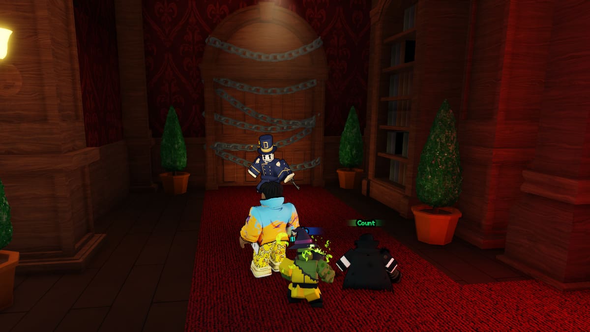 A player standing in the lobby in The House TD2