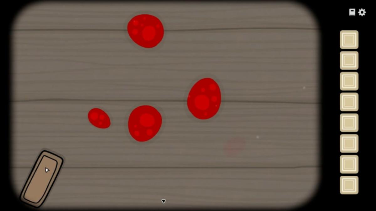 Scrubbing floor to remove blood