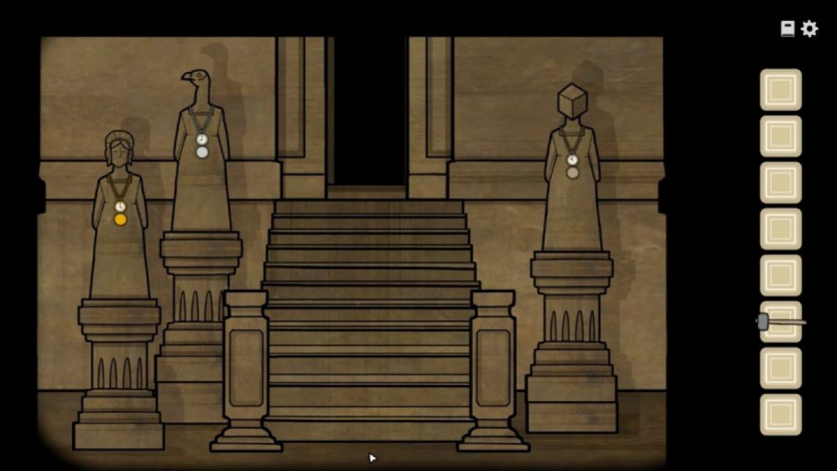 Opening the final cellar door by solving the statues