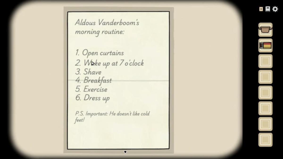 Checklist to wake up aldous