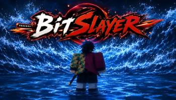 BitSlayer featured image depicting the game's logo above the Roblox avatar