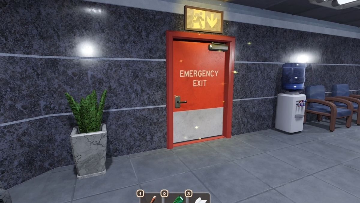 Exit door to save the game and go back to the Hotel