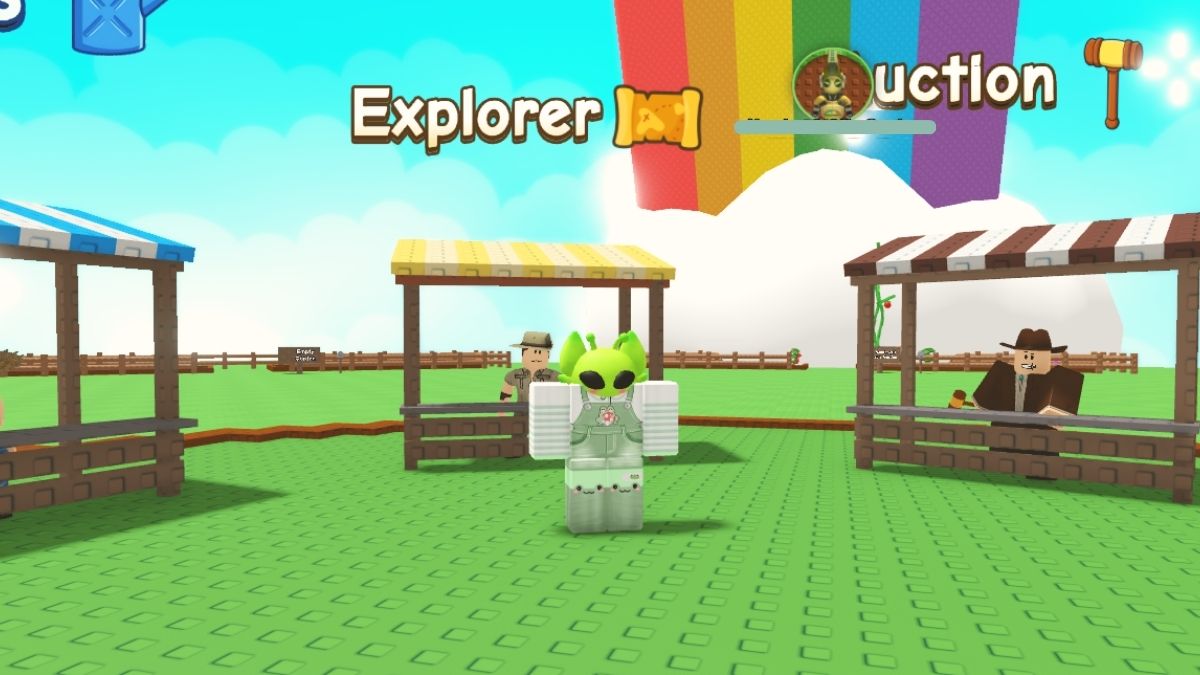 Explorer Stand where you can teleport to the Fall Harvest World in Grow A Garden 2