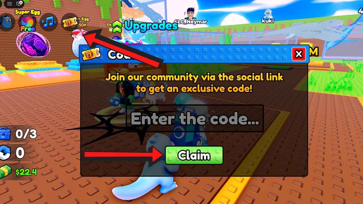 +1 Drain Water Per Click Codes Redemption System