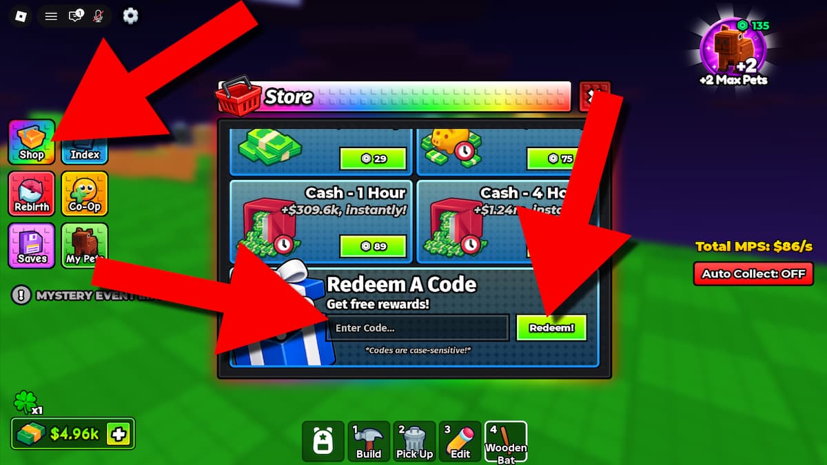 Detailed instructions on how to redeem Build a Base and Steal codes