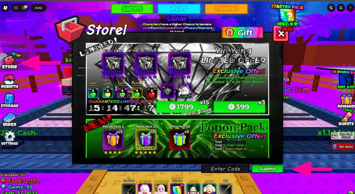 How to Redeem Codes in Fish an Anime RNG