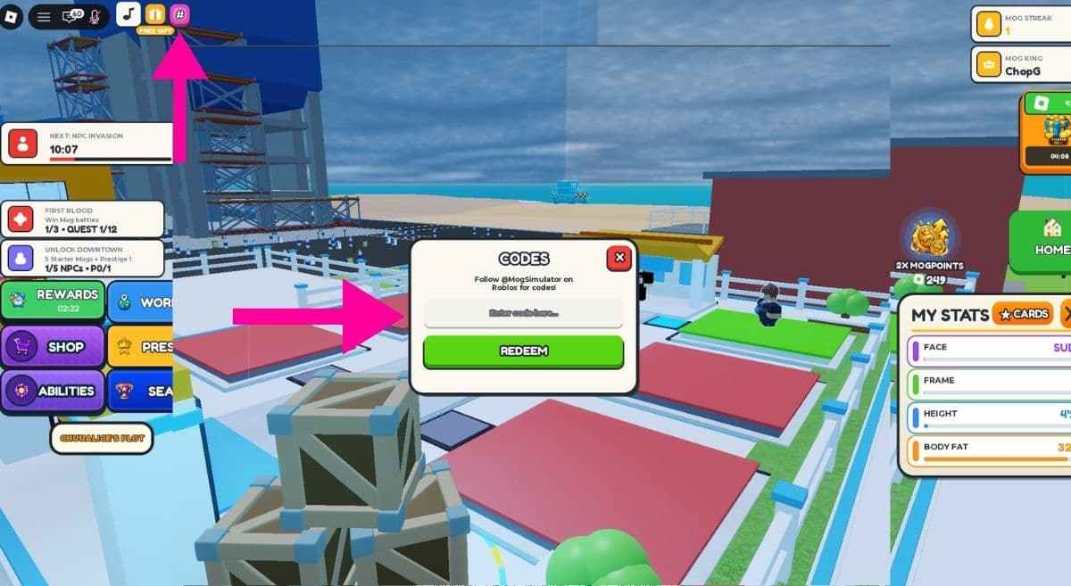 How to Redeem Codes in Mog or Die