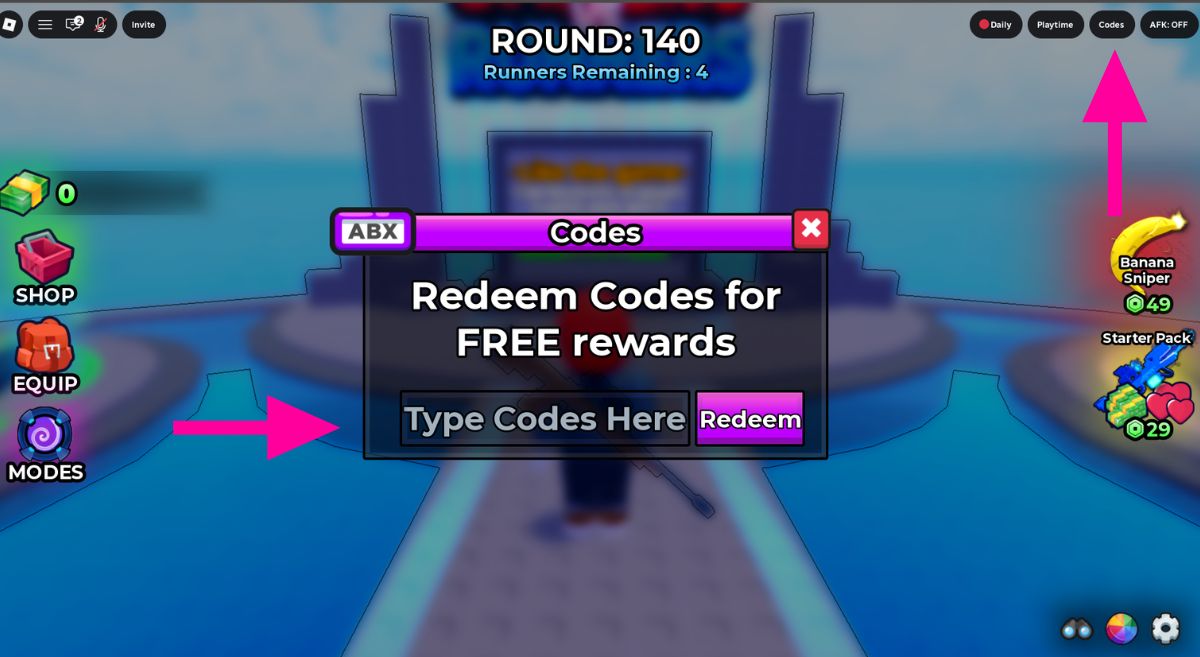 How to Redeem Codes in Snipers VS Runners
