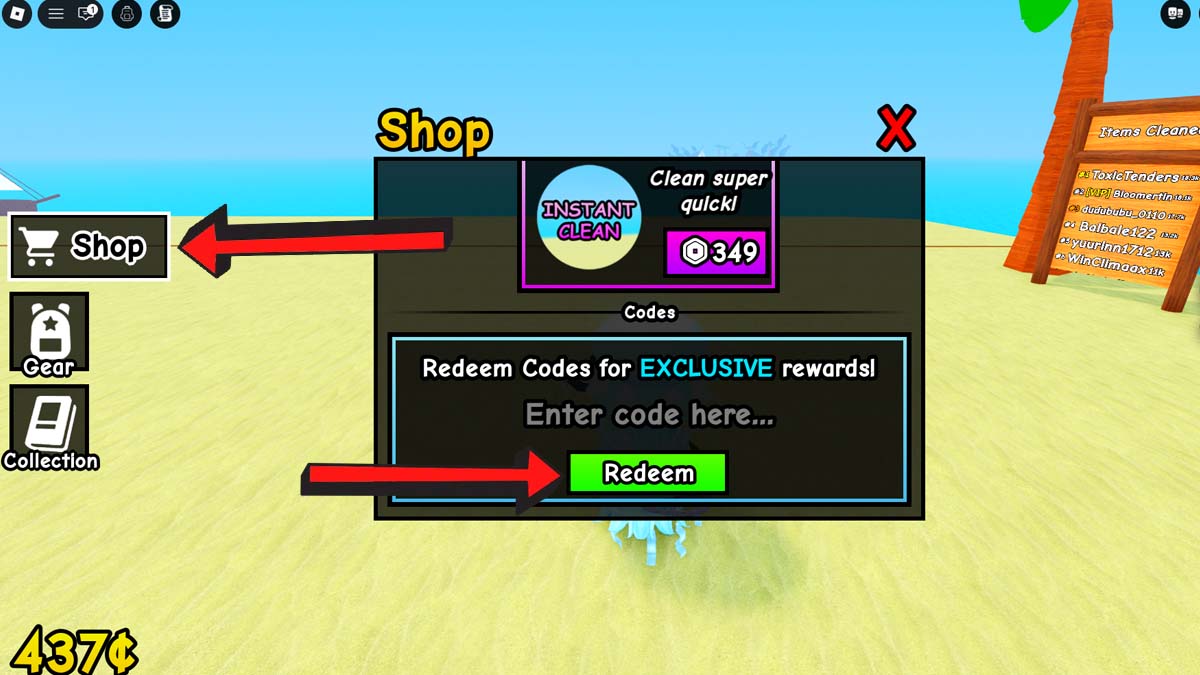Dig and Clean Codes Redemption System