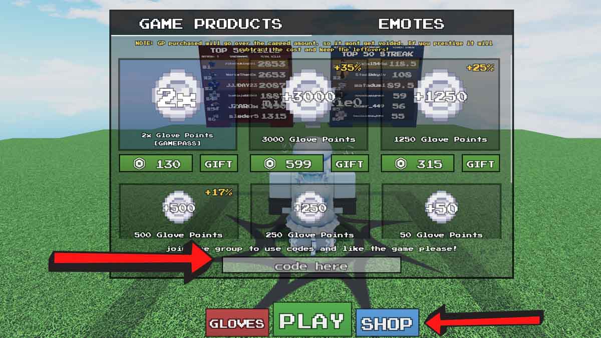 Glove Game 2 Codes Redemption System