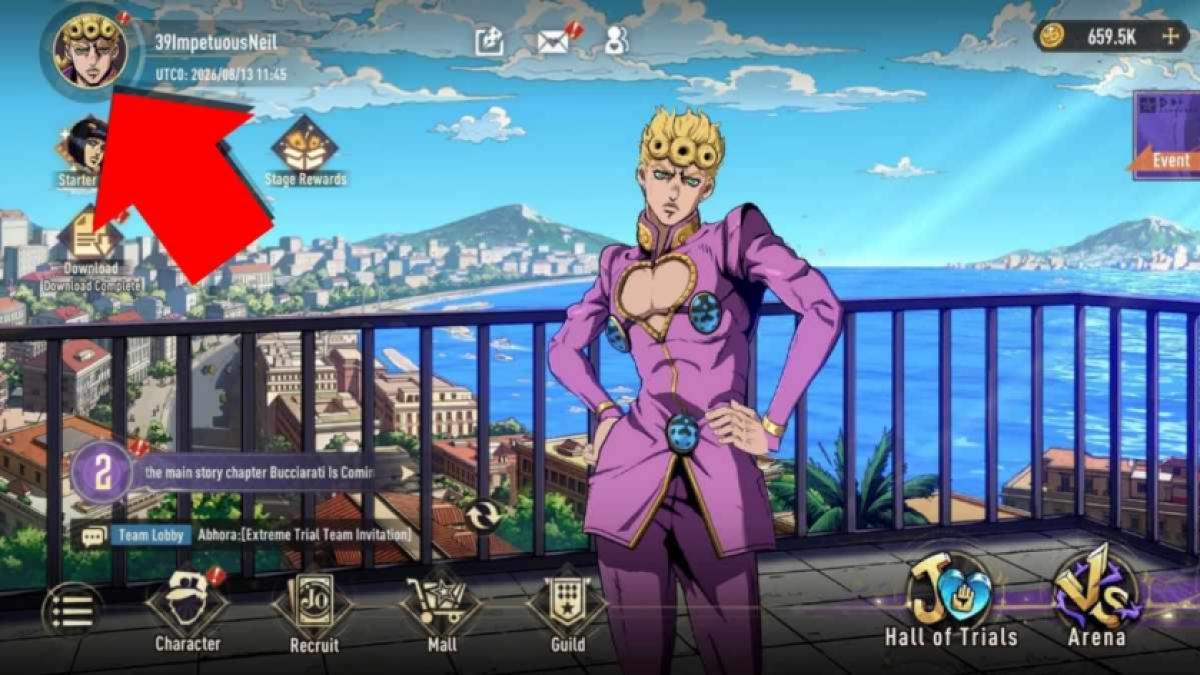 The first part of detailed instructions on redeeming JoJo's Bizarre Adventure Golden Spirit codes