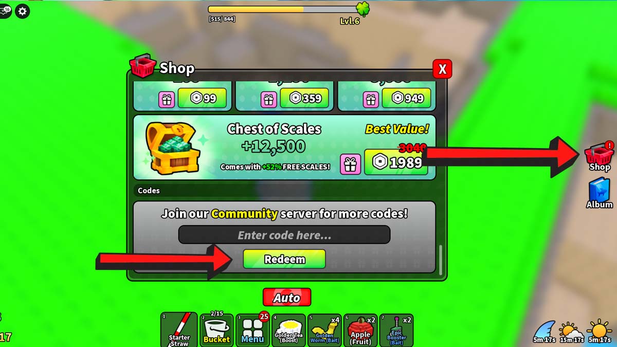 Lake Sipping Codes Redemption System