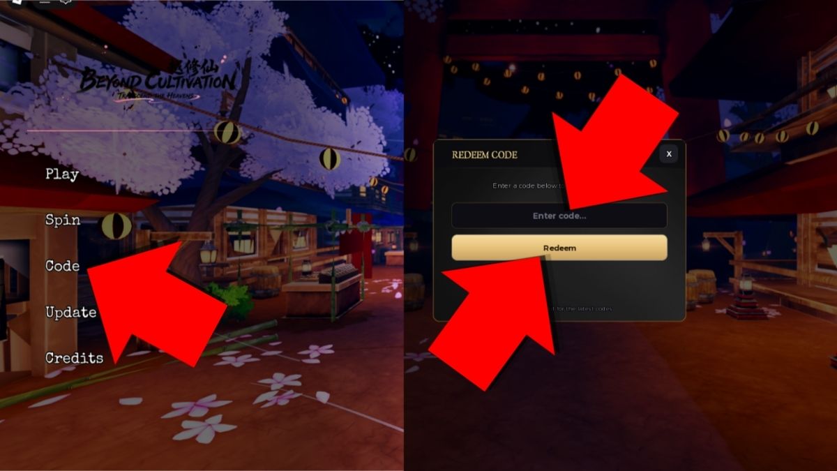 Detailed instructions on redeeming Roblox Beyond Cultivation codes