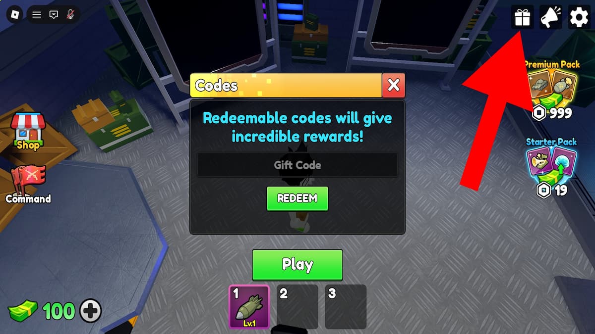 Arrow pointing to the Total Conquest WW2 codes button.