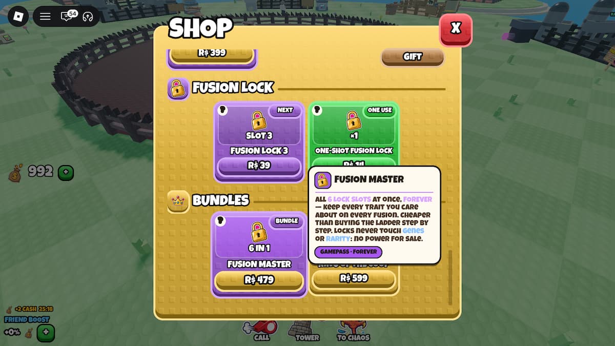 image showing fusion locks in Grow a Chicken Fighter Shop