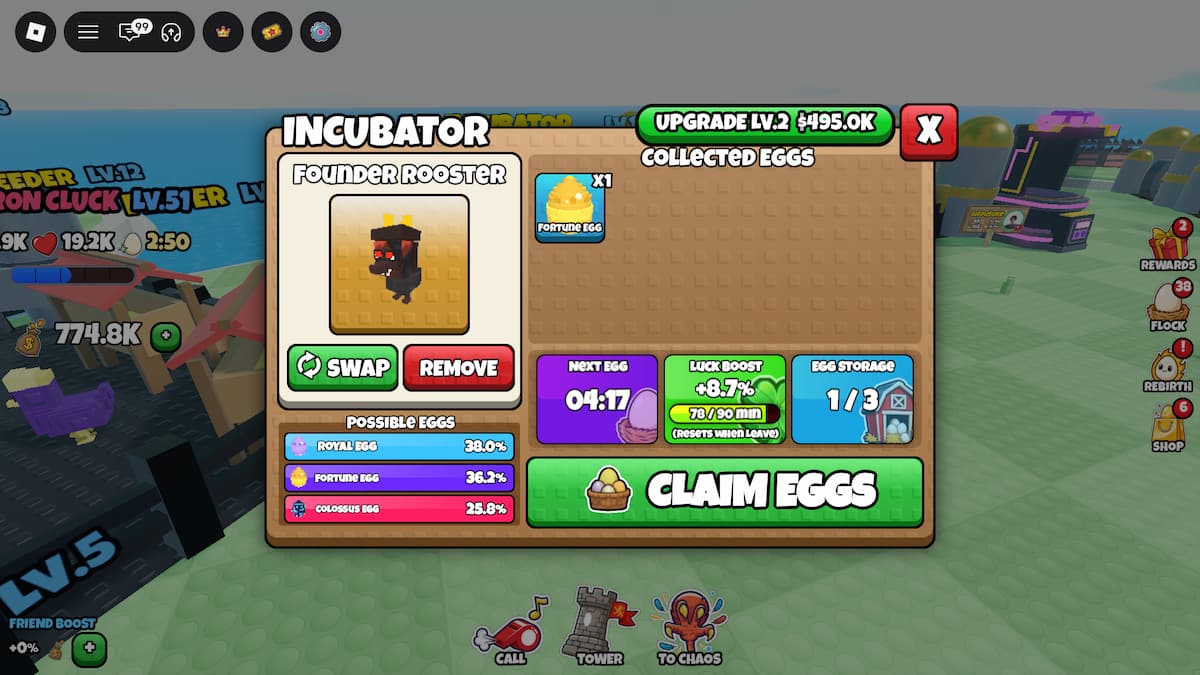 image showing the Incubator in Grow a Chicken Fighter