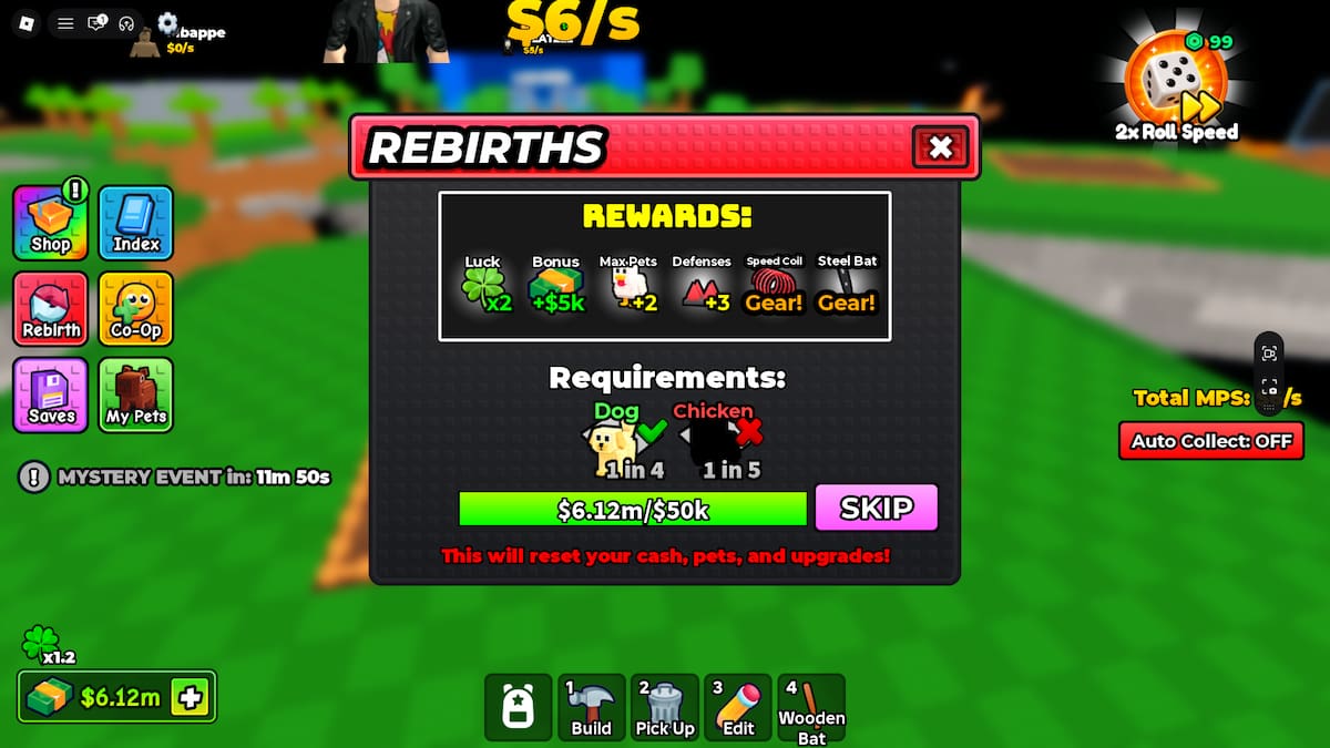 image showing the Rebirth menu in Build a Base and Steal