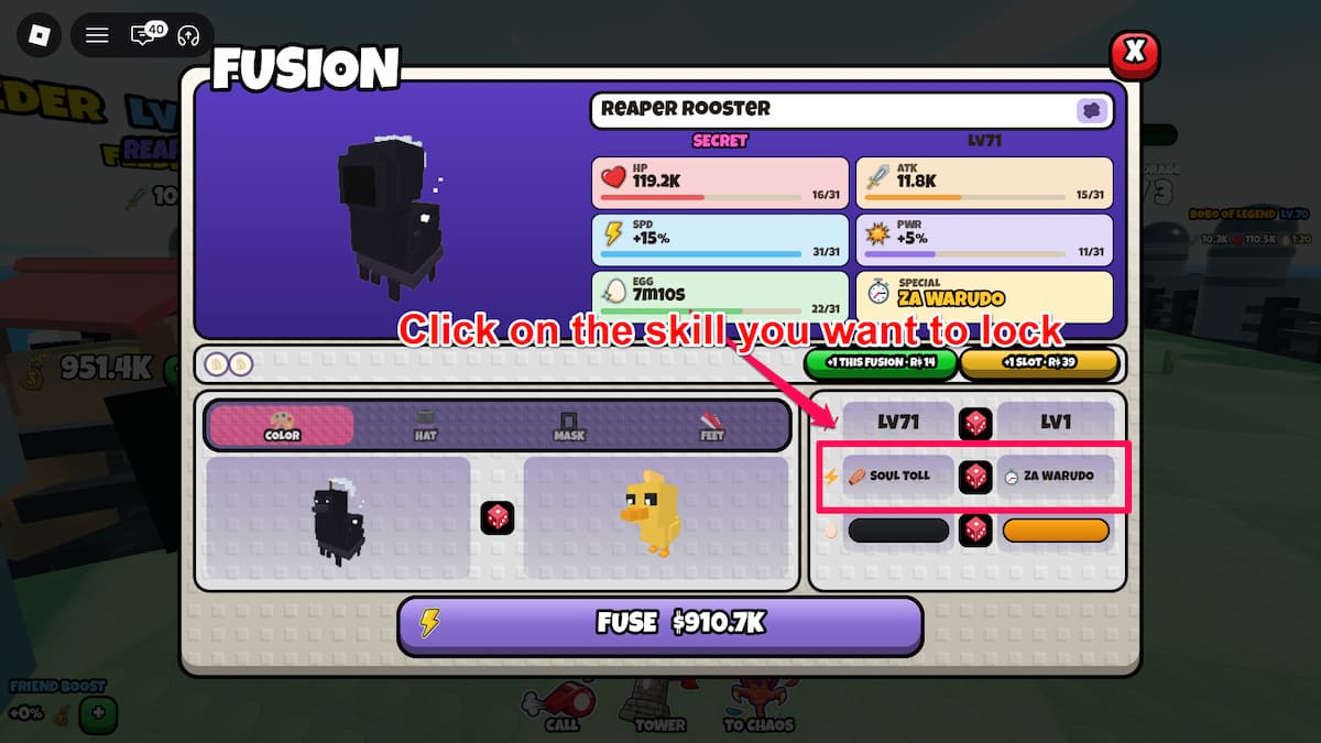 image showing the skill lock in Grow a Chicken Fighter