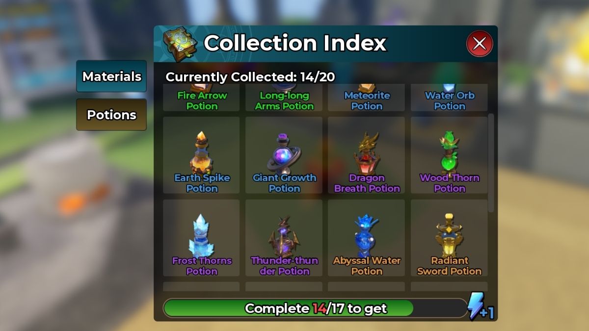 Potions Index in Magic Loot